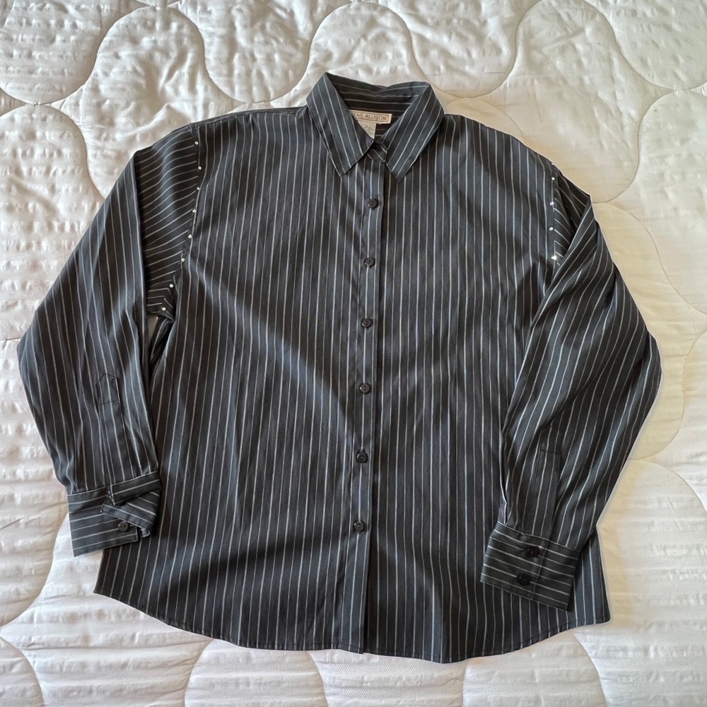 VGUC striped blouse with jeweled accents sz L